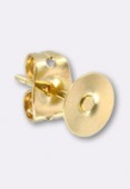 Clou d'oreille support à coller 6 mm plaqué or 24K 3 microns x2