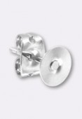 Clou d'oreille support à coller 6 mm argent x2