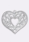 Pendentif en métal coeur entrelacs gd 50x47 mm argent x1