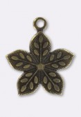 Estampe pendentif cinq feuilles 14 mm bronze x1