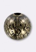 Perle en laiton ronde martelée 6 mm bronze x2