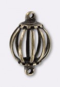 Perle en laiton cage 2 anneaux 11 mm bronze x1