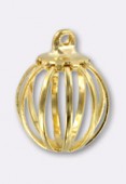 Perle en laiton cage 1 anneau 11 mm or x1