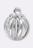 Perle en laiton cage 1 anneau 11 mm argent x1