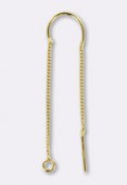 Argent 925 doré 24K boucle d'oreille chaîne 46x0.5 mm x1