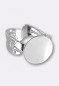 Bague réglable support à coller art nouveau 14 mm argent x1