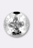 Perle en laiton ronde martelée 8 mm argent x1