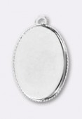 Support pour cabochon bord dentelé 18x13 mm argent x2