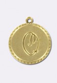 Estampe médaille alphabet Q 18 mm or x1