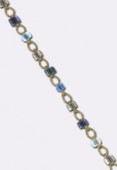 Chaîne rosaire perles en verre bleues x 20 cm