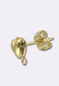 Clou d’oreille coeur 12x5 mm plaqué or 24K 3 microns x2