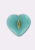 Coeur 14 mm turquoise gold x1