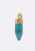 Pendentif pointe howlite turquoise 14x5mm x1