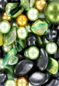 Lot de perles en verre nacré vert hematite x100g