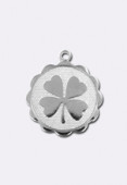 Estampe médaille trèfle à quatre feuilles 18 mm argent x1