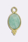 Pendentif calcédoine verte / argent 925 doré 14x6 mm x1