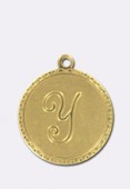Estampe médaille alphabet Y 18 mm or x1