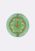 Palet fleur 14 mm green turquoise gold x1