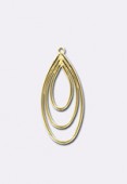 Pendentif goutte 3 fils 25x10 mm or x1 Pendentif goutte 3 fils 25x10 mm or x1