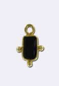 Pendentif agate noire / argent 925 doré 12x8 mm x1