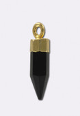 Pendentif pointe Agate noire 14x5mm x1