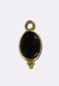 Pendentif agate noire / argent 925 doré 12x6 mm x1