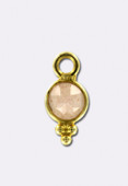 Pendentif pierre de lune rose / argent 925 doré 10x4 mm x1