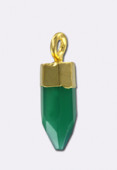 Pendentif pointe Agate verte 14x5mm x1