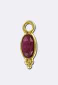 Pendentif sillinanite rouge / argent 925 doré 10x5 mm x1