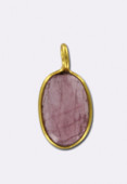 Pendentif tourmaline ameth / argent 925 doré 10x6 mm x1