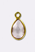 Pendentif tourmaline rose / argent 925 doré 12x6 mm x1