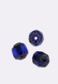 Perle couronne 6 mm cobalt blue x2