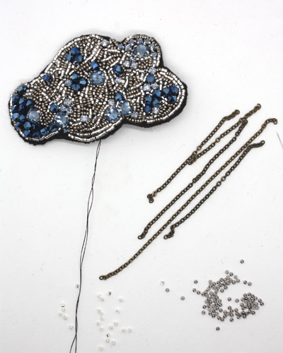 Broche brodée nuage matiere premiere Broche brodée nuage matiere premiere