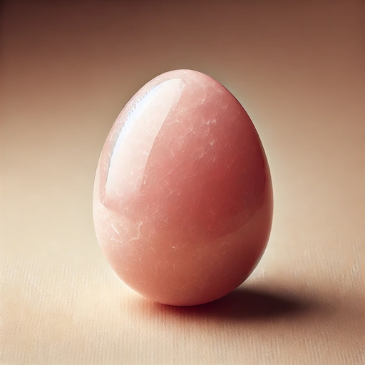 Photo d’une pierre roulée de morganite sur fond beige.