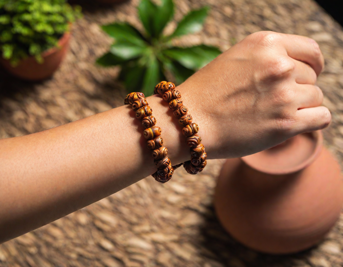 Image d'un bracelet de perles en terre cuite